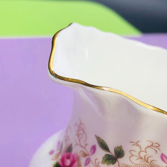 Vintage 60s Royal Albert England Lavender Rose Creamer: Gilded Bone China - Picture 7 of 10